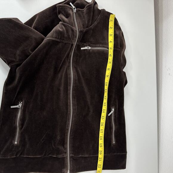 Lauren Ralph Lauren Jacket Women Small Brown Velour Zip Sweatshirt Track velvet - Picture 9 of 10